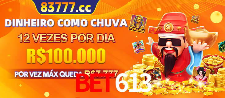 Banner do programa de recompensas Recomende para amigos do bet613, detalhando os bônus por convidar amigos, com prêmios que chegam a R$288.888.