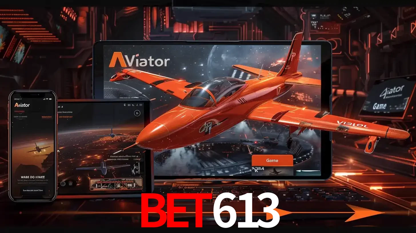 Apresentação tecnológica do jogo Aviator com um avião saindo da tela de um tablet, demonstrando a experiência imersiva em múltiplos dispositivos no bet613.