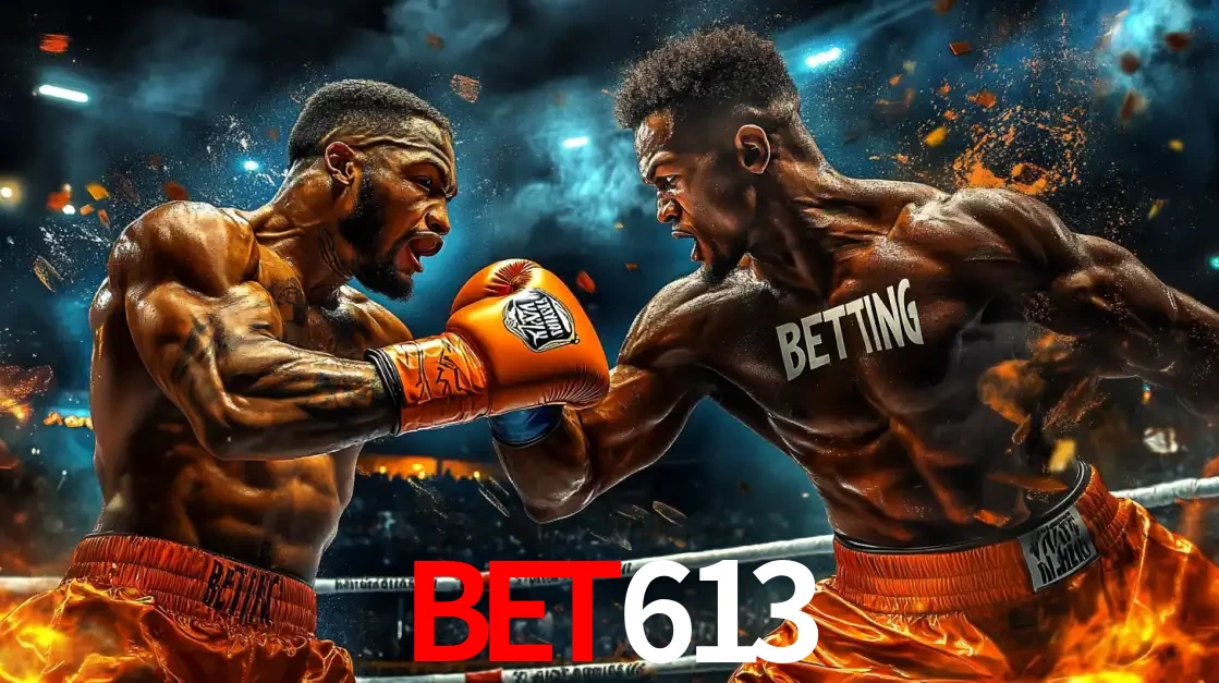 Dois boxeadores em uma luta intensa e explosiva, representando a adrenalina e as oportunidades de apostas em esportes de combate disponíveis na plataforma bet613.