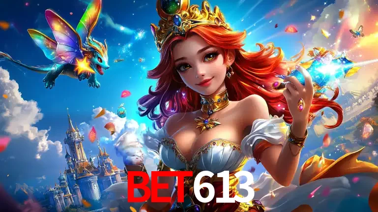 A princesa de um reino de fantasia mágico, com seu pequeno dragão, apresentando um mundo de prêmios encantados nos jogos de caça-níqueis do cassino bet613.